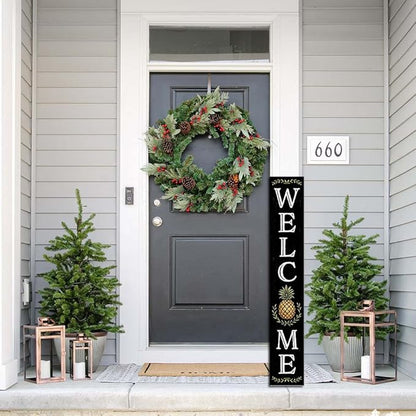 Welcome With Pineapple Sign for Front Door, 4ft Tall Front Porch Decor, Vertical Wooden Signs for Front Porch, Rustic Farmhouse Wood Porch Decorations Outdoor