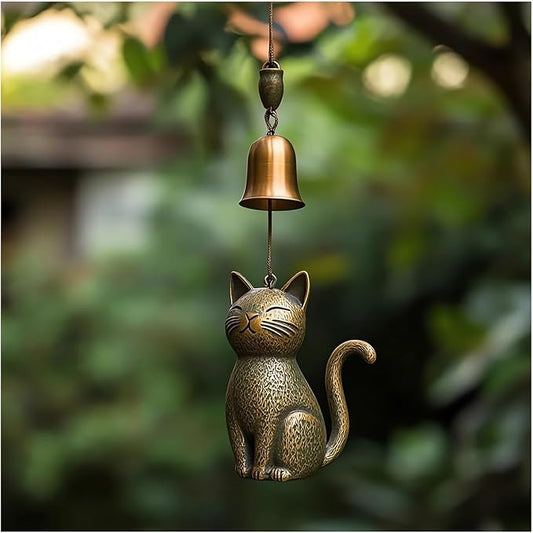 Cat Wind Chime 2025 New Unique Cat Garden Decor Outdoor Cat Statue Themed Gifts Wind Chimes for Cat Lovers Women Hanging Memorial Ornaments Windchimes Bell Outside Yard Home Porch Decorations (E1)