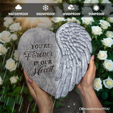 OrnamentallyYou Elegant Resin Stepping Stone, Outdoor Garden Pathway Decoration (You’re Forever in Our Hearts Angel Wing Stepping Stone, 9.5" Garden Decorative Memorial Resin Figurine)