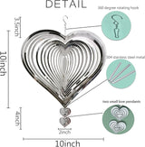 Stainless Steel Heart Wind Spinners, Outdoor Yard & Garden Decorations, Mirror Finish Hanging Metal Spinners for Patio, for Home & Garden Lovers