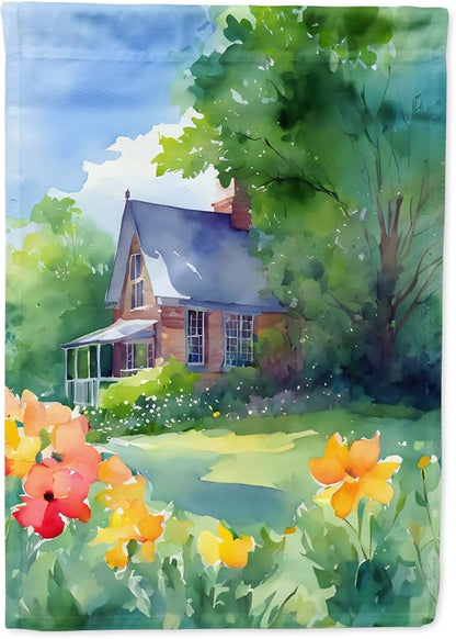 Caroline's Treasures Massachusetts Mayflowers in Watercolor House Flag Large Porch Sleeve Pole Decorative Outside Yard Banner Artwork Wall Hanging, Polyester, House Size, Multicolor