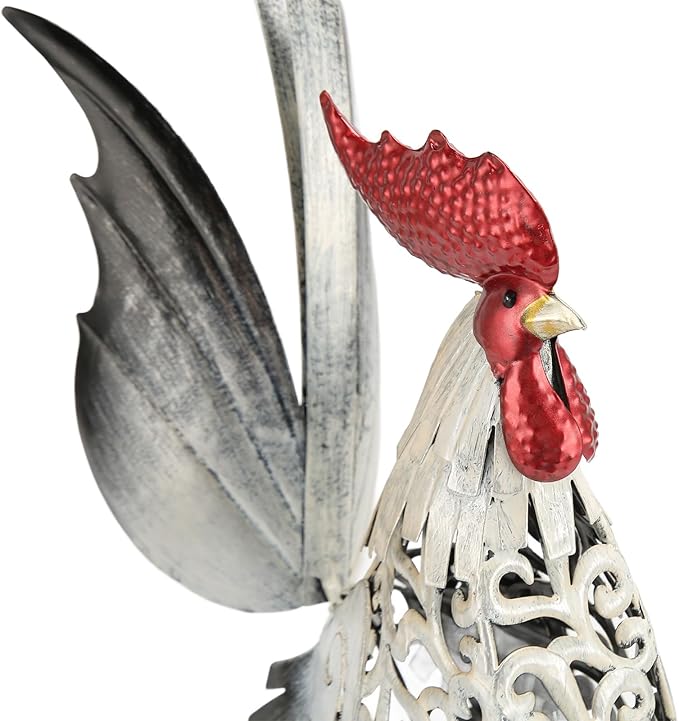 Chicken Decor, 15.6 x 19.7 x 4.6in Iron Garden Sculptures Statues Rooster Decor Extra Large Outdoor Sculptures Metal Yard Decor Ornaments Outdoor Sculpture, Rooster Ornament