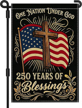 250 Years America Garden Flag, Double Sided 12x18 Patriotic Banner, One Nation Under God, 1776-2026 US Semiquincentennial Yard Decor