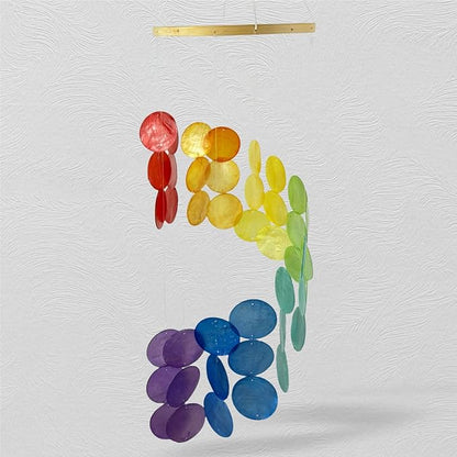 Wind Chimes for Outside Handmade Rainbow Capiz Shells Seashell Sea Glass Arts Windchime Beach Coastal Outdoor Crafts Garden Decor Gardening for Women Patio Finds