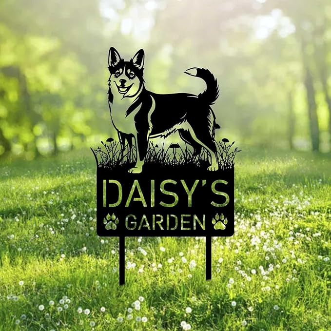 Custom Swedish Vallhund Dog Metal Memorial Garden Stake Personalized Pet Grave Marker Name Sign Remembrance Stake Decor Sympathy Dog Loss,Outdoor Statues for Yard Garden Lawn Patio Pathway Grave.