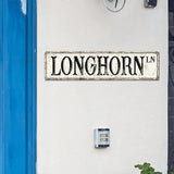 Madcolitote Rustic Longhorn Wood Signs Longhorn Custom Street Signs Metal Retro Wood Plaque Farmhouse Wall Art Wall Decor for Home Bars Clubs Cafes Man Cave Party 6x24in