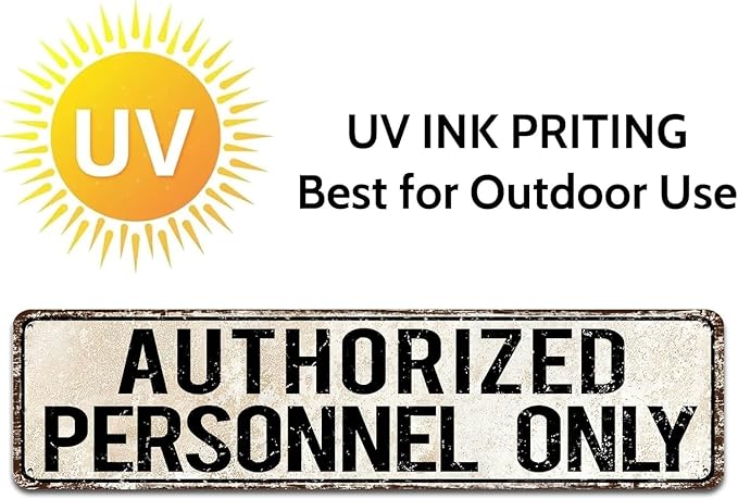 Standard Authorized Personnel Only Door/Wall Sign, Sign for Door, Ensures Public Do Not Enter Restricted Areas - Private Access/Authorized Personnel Only, 4x16 Inch Tin Sign