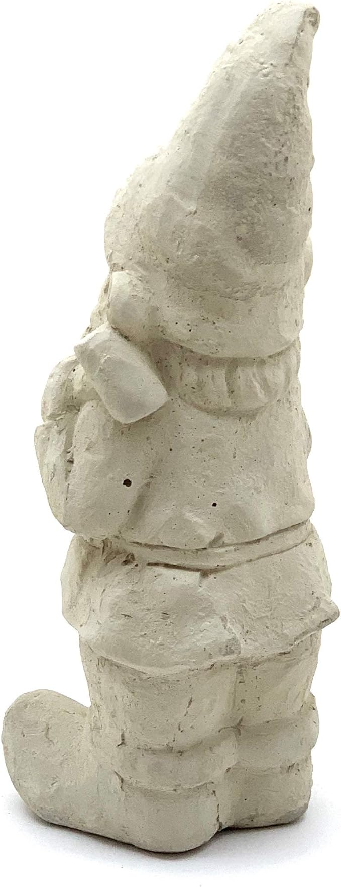 Garden Gnome with Mallet: Solid Durable Stone Statue with Vintage Texture. Sealed for Outdoors. Handcrafted USA. (Classic/White)