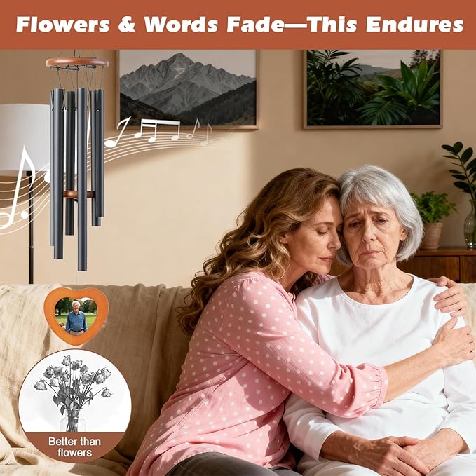 Photo-Holding Memorial Wind Chimes, Personalized Sympathy Gifts for Loss of Loved One, Memorial Gifts for Loss of Mom, Sympathy Wind Chimes for Mother, Father, Brother, Sister