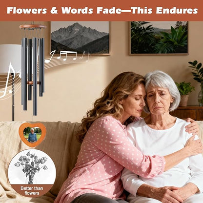 Photo-Holding Memorial Wind Chimes, Personalized Sympathy Gifts for Loss of Loved One, Memorial Gifts for Loss of Mom, Sympathy Wind Chimes for Mother, Father, Brother, Sister
