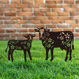 WADORN Cow Metal Outdoor Statues Silhouette, Funny Cow Metal Decorative Garden Stakes Cow Flower Silhouette Ornament Gifts Funny Outdoor Decor for Garden Backyard Patio Lawn Walkways Outdoor