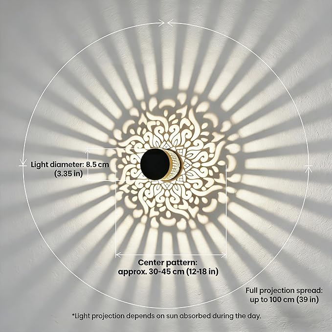 Decorative Solar Mandala Lights | Metal Solar Powered Outdoor Wall & Step Lighting | Waterproof Garden/Patio/Fence Lights with Auto On/Off | Mandala Pattern Backyard Decor for Deck,Post,Yard (4)