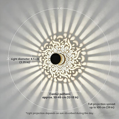 Decorative Solar Mandala Lights | Metal Solar Powered Outdoor Wall & Step Lighting | Waterproof Garden/Patio/Fence Lights with Auto On/Off | Mandala Pattern Backyard Decor for Deck,Post,Yard (1)