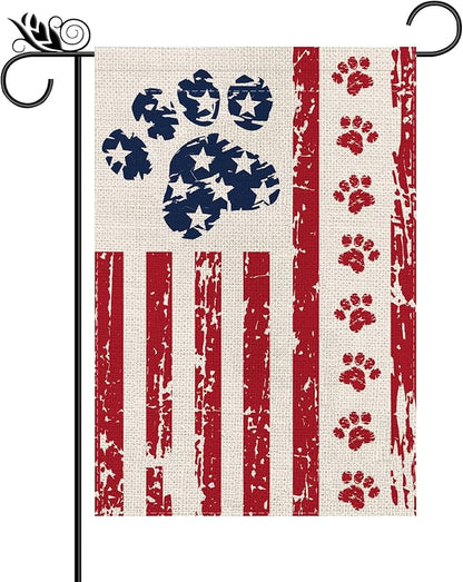 4th of July Garden Flag Dog Stars and Stripes Double Sided USA Flag Patriotic Memorial Day Independence Day Yard Outdoor Decorations 12.5x18 Inch