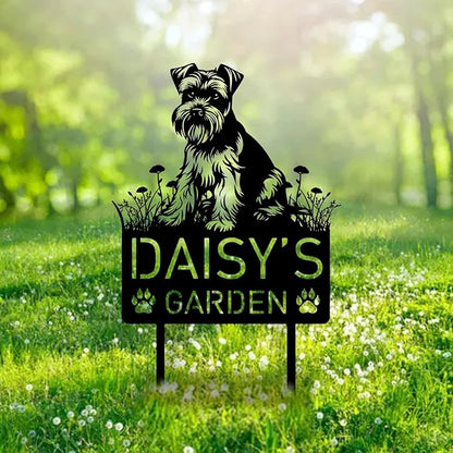 Custom Miniature Schnauzer Dog Metal Memorial Garden Stake Personalized Pet Grave Marker Name Sign Remembrance Stake Decor Sympathy Dog Loss,Outdoor Statues for Yard Garden Lawn Patio Pathway Grave.