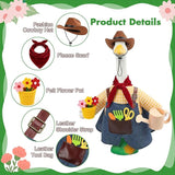 Porch Goose Outfit for 23" Cement & Plastic Goose Statue – Gardener Porch Goose Clothes with Cowboy Hat,Includes Scarf,Tools,Watering Can & Flower Pot, Outdoor Lawn Yard Decor & Front Porch