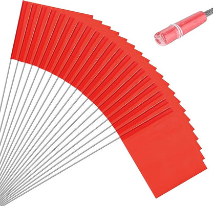 M METERXITY 20-Pack Blank Marking Flags, 15x5.1x4 Inch Waterproof Yard Flags Marking for Lawn/Garden/Irrigation/Landscape/Sprinkler/Survey/Dog Training/DIY [Red]