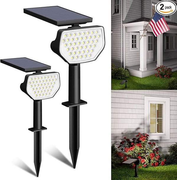 Lepro Solar Decorative Spot Lights 2 Pack, Cool White Modern Accent Lights for Garden & Landscape, IP65 Waterproof Adjustable Spotlight for Architecture, Pathways, Contemporary Decor