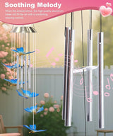 Nacome Wind Chimes for Outside: Tubes Memorial Wind Bell Mother's Day Birthday Gifts for Mom Women Grandma Her - Yard Garden Indoor Outdoor Decor (Butterfly)