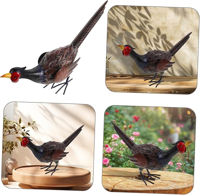 SUPVOX Vivid Pheasant Figurine Lifelike Outdoor Ornament Iron Garden Statue for Landscape