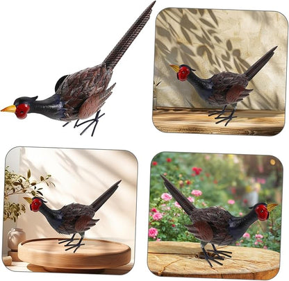 SUPVOX Vivid Pheasant Figurine Lifelike Outdoor Ornament Iron Garden Statue for Landscape