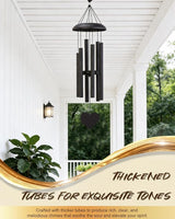 32" Deep Tone Wind Chimes for Outside, Tuned C Major Aluminum Wind Chime with Gift Envelope, Sympathy Memorial Wind Chime for Garden Patio Porch Decor, Heart Design, Black