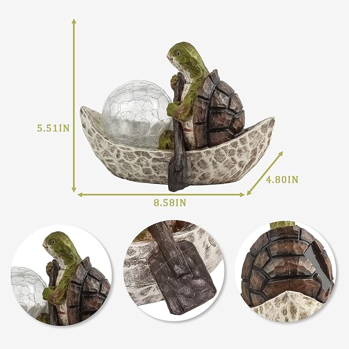 Rezpuao Garden Statue of Turtle,Garden Decor Tortoise Figurine,Turtle Outdoor Statue,Solar Tortoise Decor for Patio,Balcony,Yard,Lawn Ornament,Perfect Gardens Gift