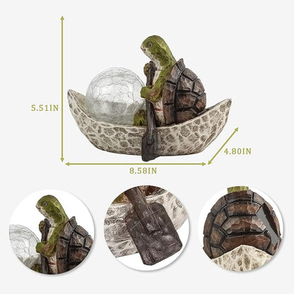 Rezpuao Garden Statue of Turtle,Garden Decor Tortoise Figurine,Turtle Outdoor Statue,Solar Tortoise Decor for Patio,Balcony,Yard,Lawn Ornament,Perfect Gardens Gift