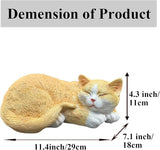 Sleeping Orange Cat Garden Statue – Realistic Resin Outdoor Decor for Patio Lawn Yard – Whimsical Feline Figurine for Home Balcony Porch Ornament – Charming Pet Sculpture Gift for Cat Lovers