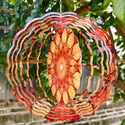 10x10 Autumn Leaf Mandala Spinning Wind Chime Fall Foliage Crystal Chimes Outdoor Garden Wind Spinner Mother's Day Thanksgiving Housewarming Gift
