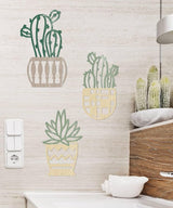 Putuo Decor 3Pcs Western Style Cactus Wall Art, Modern Desert Wall Decor, Rustic Metal Cactus Wall Art for Home, Living Room, Bathroom, Bedroom (Green & Beige)