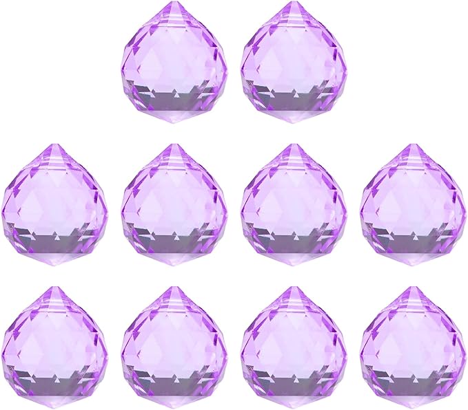 M METERXITY 10-Pack Crystal Ball Prisms, 24mm/0.94 Inch Chandelier Pendant Maker Hanging Crystals Chandelier Prisms for Home/Windows/Garden/DIY Decoration[Light Purple]