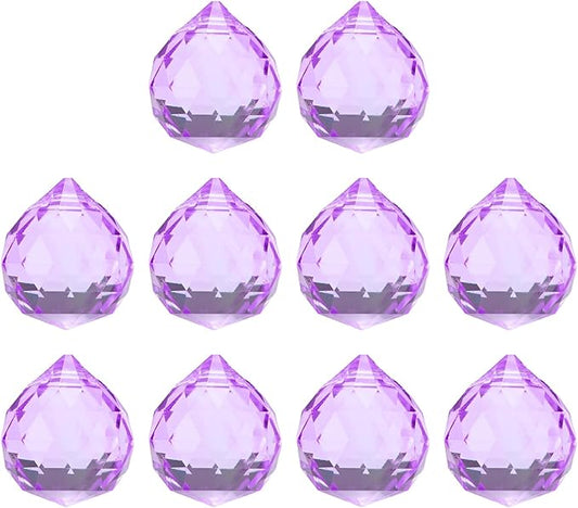 M METERXITY 10-Pack Crystal Ball Prisms, 24mm/0.94 Inch Chandelier Pendant Maker Hanging Crystals Chandelier Prisms for Home/Windows/Garden/DIY Decoration[Light Purple]