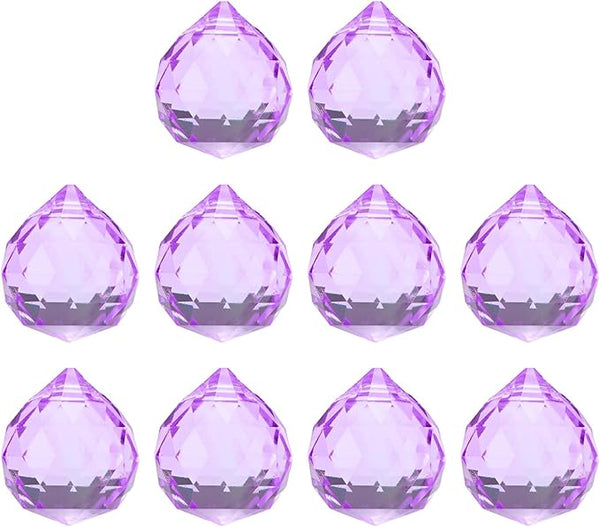 M METERXITY 10-Pack Crystal Ball Prisms, 24mm/0.94 Inch Chandelier Pendant Maker Hanging Crystals Chandelier Prisms for Home/Windows/Garden/DIY Decoration[Light Purple]