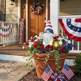 TERESA'S COLLECTIONS 4th of July Gnome Decorations with Solar Lantern, Memorial Day Decorations Resin Patriotic Garden Gnome Holding American Flag, USA 250th Anniversary Independence Day Gift 8"