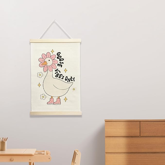 NQDWX Trendy Goose Vibes Only Hanging Flag - Whimsical Animal Wall Decor for Kids Room, 12x17 Inch Playful Nursery Banner, Unique Gift for Teens & Goose Lovers. (148)
