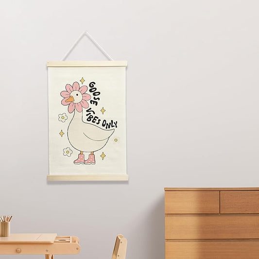 NQDWX Trendy Goose Vibes Only Hanging Flag - Whimsical Animal Wall Decor for Kids Room, 12x17 Inch Playful Nursery Banner, Unique Gift for Teens & Goose Lovers. (148)