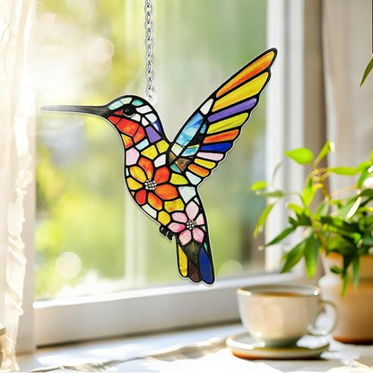 Stained Glass Suncatchers for Windows, Hanging Sun Catchers Indoor Window, Hummingbird Gifts for Bird Lovers