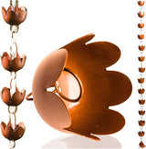 Happy Gardens Handcrafted Lily Cup Rain Chain (Flamed Finish) Outdoor Metal Hanging Rainwater Catcher for Outside Yard Gutter Downspout Substitute for Drainage