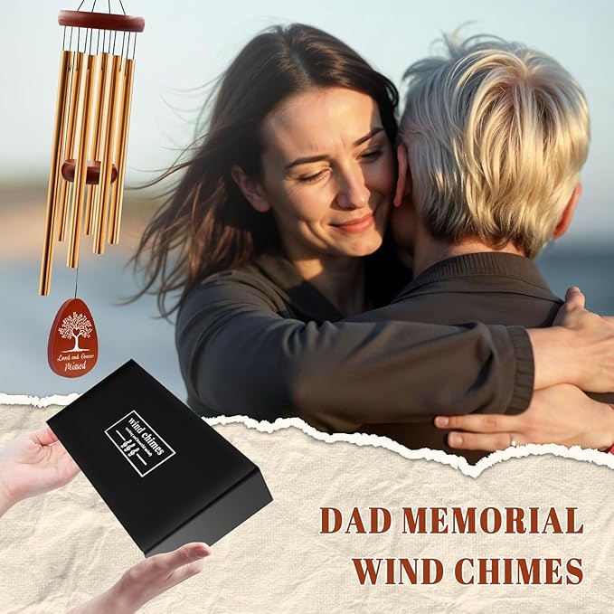 Wazzio Memorial Sympathy Gifts for Loss of Dad, Memorial Wind Chimes for Loss of Father, in Memory of Father Sympathy Gifts for Christmas Fathers Day for Garden Home Outdoors