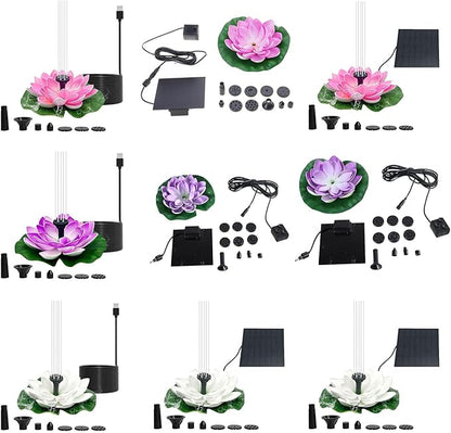 Solar Garden Fountain Water Lilies Designs Outdoor Bird Bath Accessories Suitable for Patios and Fish Pond Fish Pond Accessories