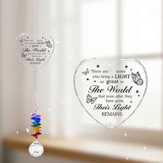 Glass Suncatcher Ornament - Unique Memorial Mother's Day for Loss of Family, Loved Ones - Crystal Rainbow Maker - Hanging Crystal Decor - Loss of Mom Dad Friend Pet