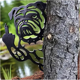 Funny Bulldog Metal Garden Decor Middle Finger Bulldog Dog, Large Garden Stakes Decorative Dogs Silhouette Statues for Yard Lawn Pathway Patio Ornaments (Peeping S)