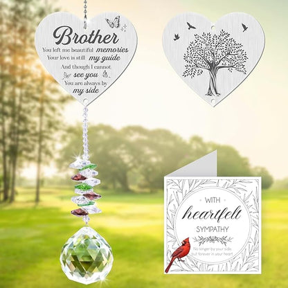 Sympathy Gifts for Loss of Brother,Brother in Heaven Ornaments, Memorial Crystal Suncatcher,Memorial Gifts for Loss of Brother,Christmas Tree Window Rainbow Maker Prisms Home Decor Gift
