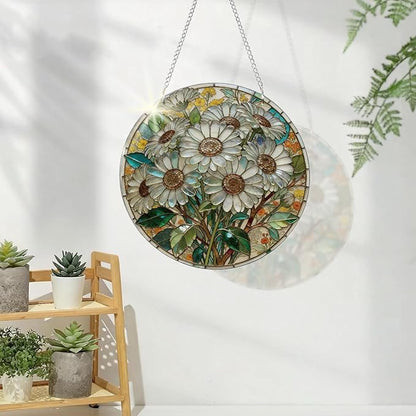 Window Hanging Flower Suncatcher Ornament, Home Garden Decor, Indoor Window Wall Art, Flower Decor Gifts for Women Mom Teacher, Wedding Birthday Christmas Celebration Gifts