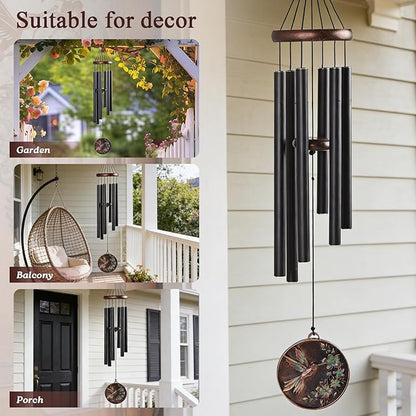 Sympathy Wind Chimes for Outside 34" Vintage Hummingbird Memorial Wind Chimes Outdoor for Garden Patio Porch Decoration Birthday Memorial Sympathy Gift for Loved One Mom Dad Grandpa Grandma Friends