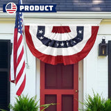 2Pack American Pleated Fan Bunting Flag 2x4 Ft USA Bunting Banner Decorate Patriotic‘s Day 250Years Anniversary Embroidered Stars with Canvas Header Brass Grommets 4th of July Outdoor Decor