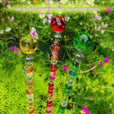 72Pcs Beaded Garden Stakes Kit - DIY Fairy Wand Garden Stake Beads Kit, Fairy Garden Accessories Outdoor for Different Festivals, Beadable Items Ball-(Red+Green+Yellow)