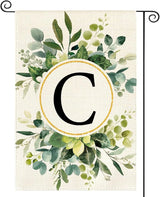 AVOIN colorlife Monogram Letter C Floral Garden Flag 12x18 Inch Double Sided Outside, Family Last Name Initial Yard Outdoor Decoration