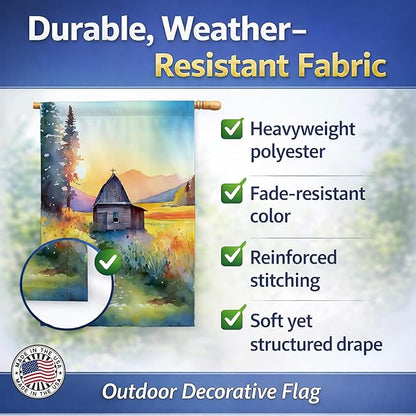 Caroline's Treasures Montana Bitterroot in Watercolor House Flag Large Porch Sleeve Pole Decorative Outside Yard Banner Artwork Wall Hanging, Polyester, House Size, Multicolor